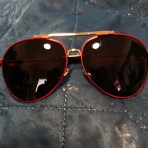 Men's Aviator Sunglasses - Red Frame with Black Lenses